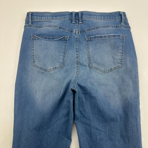 Knox Rose Distressed Bootcut Raw Hem Women's size 12 Medium Wash Blue Denim jean - Picture 5 of 5